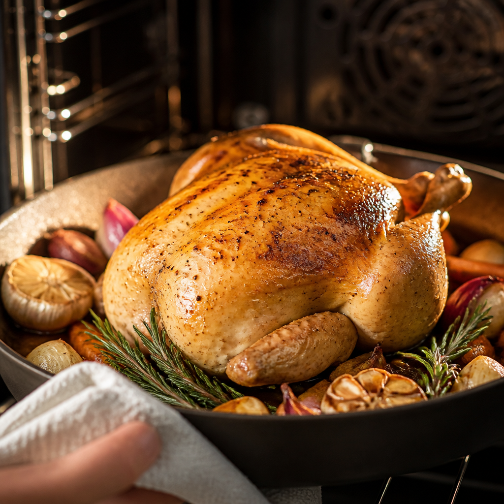 Poulet rôti juteux : peau dorée et cuisson régulière